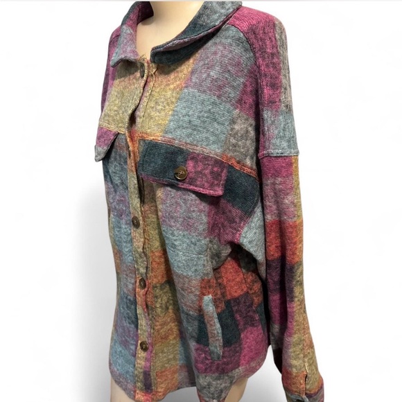 Multicolor Plaid Button-Up Jacket - Picture 2 of 5